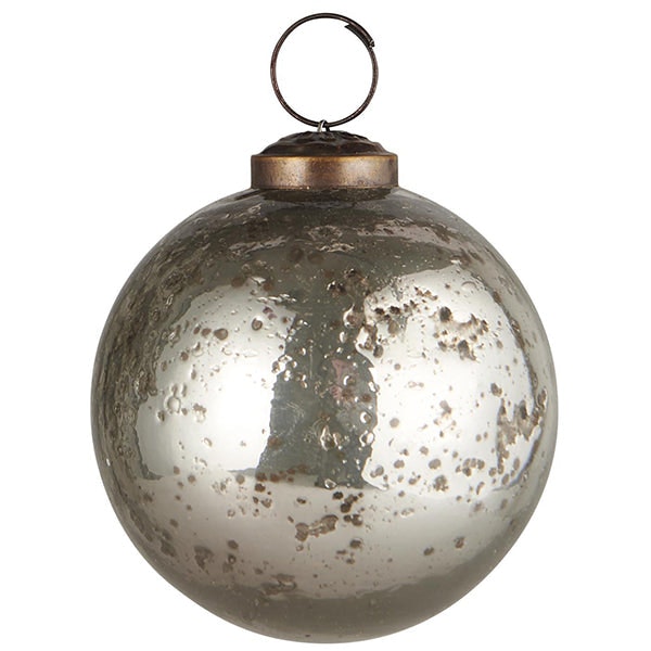 Glass Christmas Ornament Pebbled Silver by TUSKcollection
