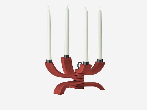 Nordic Light Candle Holder 4 Arms In Red by Design House Stockholm
