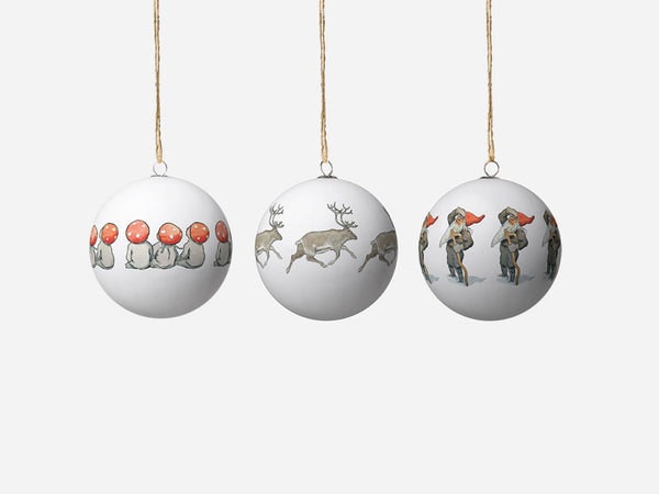 Christmas Tree Ornaments (set Of 3) - Elsa Beskow - Children Of The Forest, Reindeer & Elf by Design House Stockholm