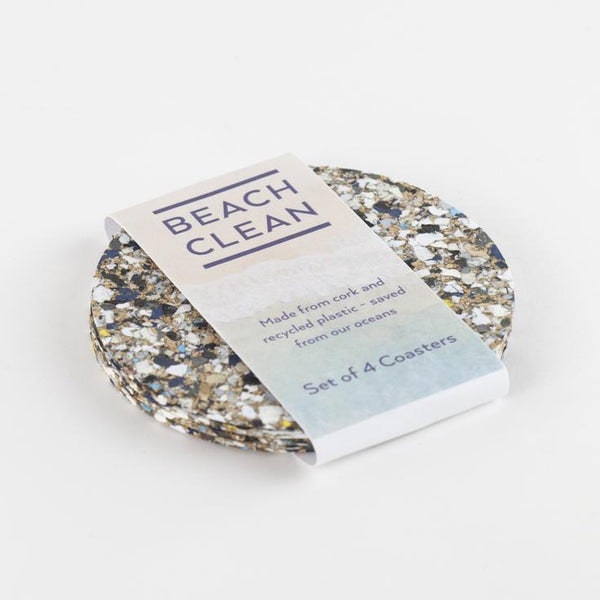 Set of 4 Beach Clean Cork & Recycled Plastic Coasters by Lillian Daph