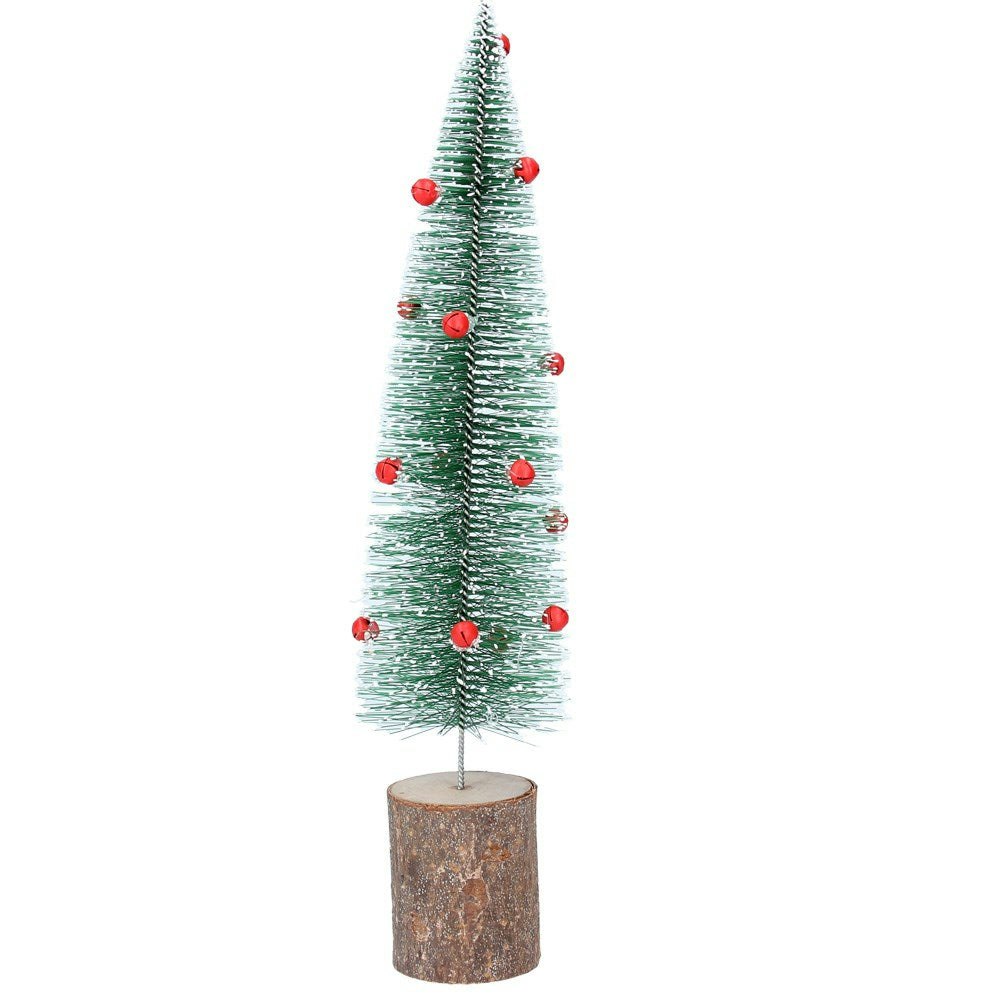 Green Large Bristle Gingerbread Tree Ornament with Red Bell by Cornucopia Worcester