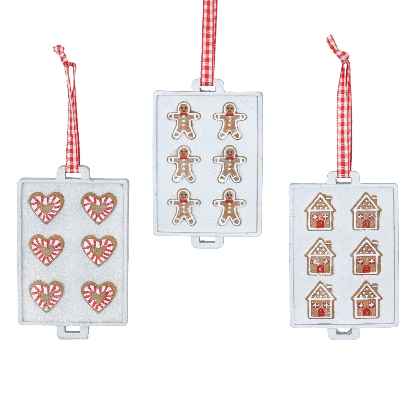 Set of 3 Resin Gingerbread Shapes with Baking Tray Decorations by Gisela Graham