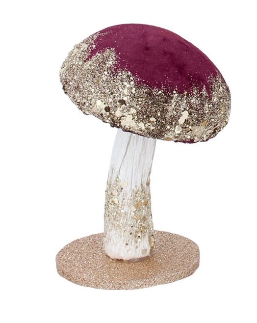 Small Burgundy Velvet and Paper Toadstool Decoration by Gisela Graham