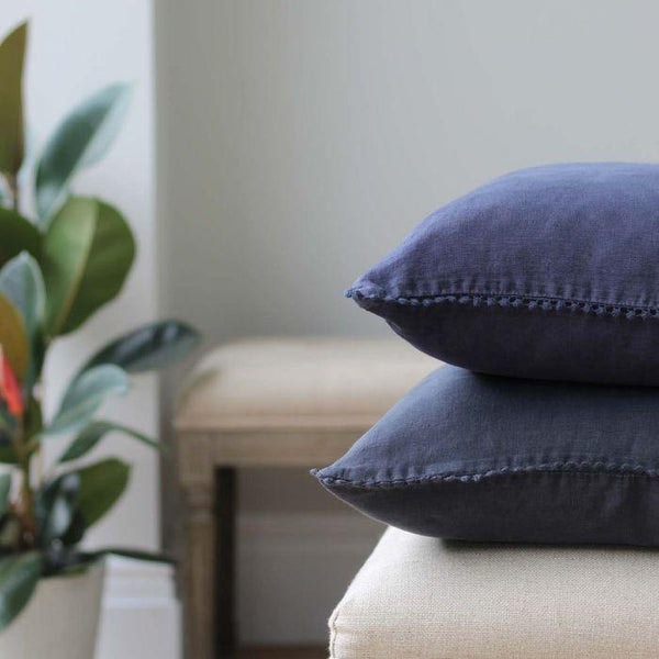 Navy Cushion With Laced Edge by Distinctly Living