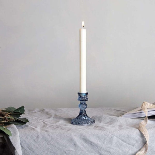 Diamond Glass Candle Stick Blue by Distinctly Living