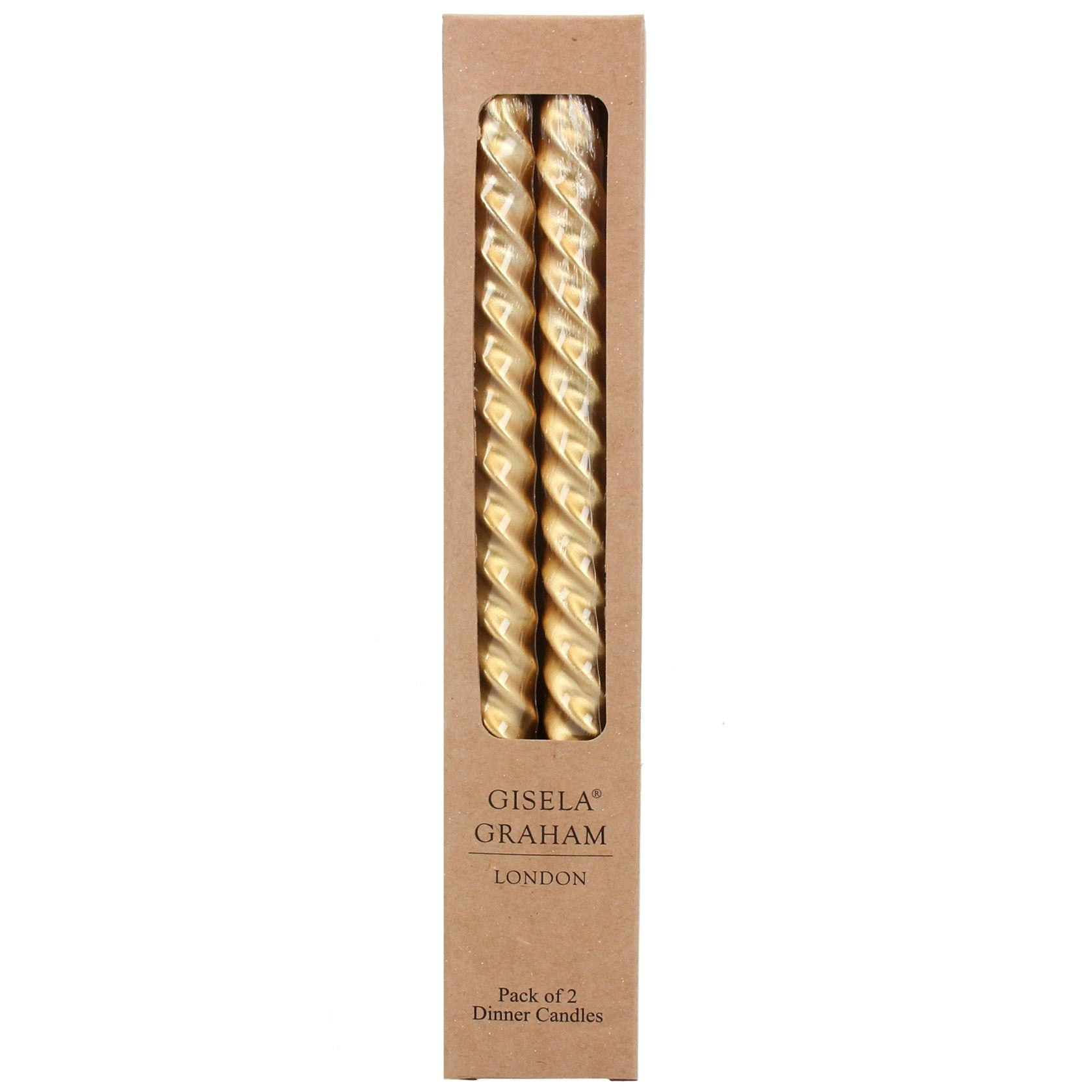 Box of 2 Metallic Gold Twist Taper Candle by Gisela Graham