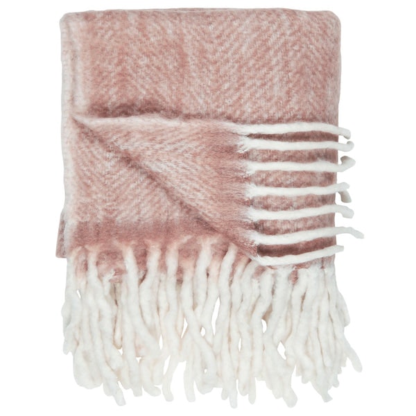 Mohair Wool Blend Throw In Dusky Pink by Ib Laursen