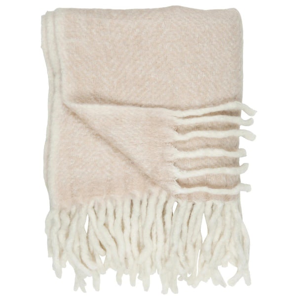 Mohair Wool Blend Throw In Shell Pink by Ib Laursen