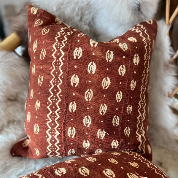 Mudcloth Cushion In Rust by Beldi Maison