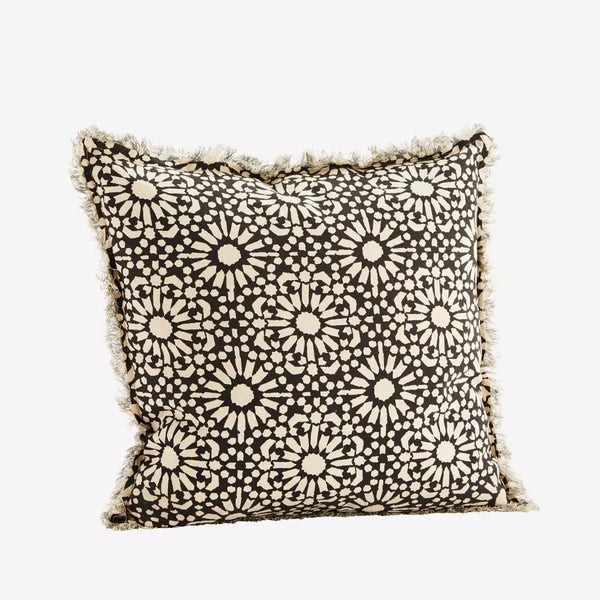 Black & Off White Printed Cushion by Madam Stoltz