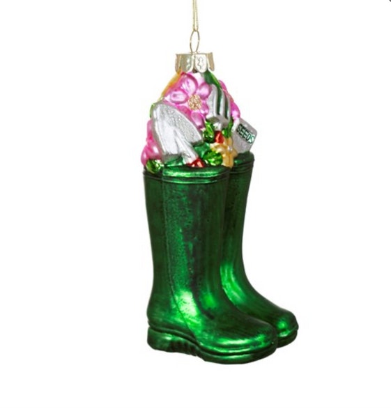 Green Wellington Boots Shaped Bauble by Sass & Belle