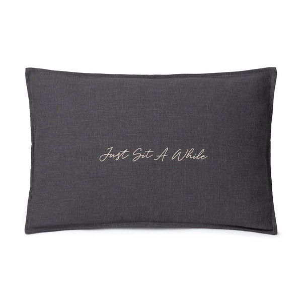 Charcoal 'just Sit A While' Cushion by Chalk UK