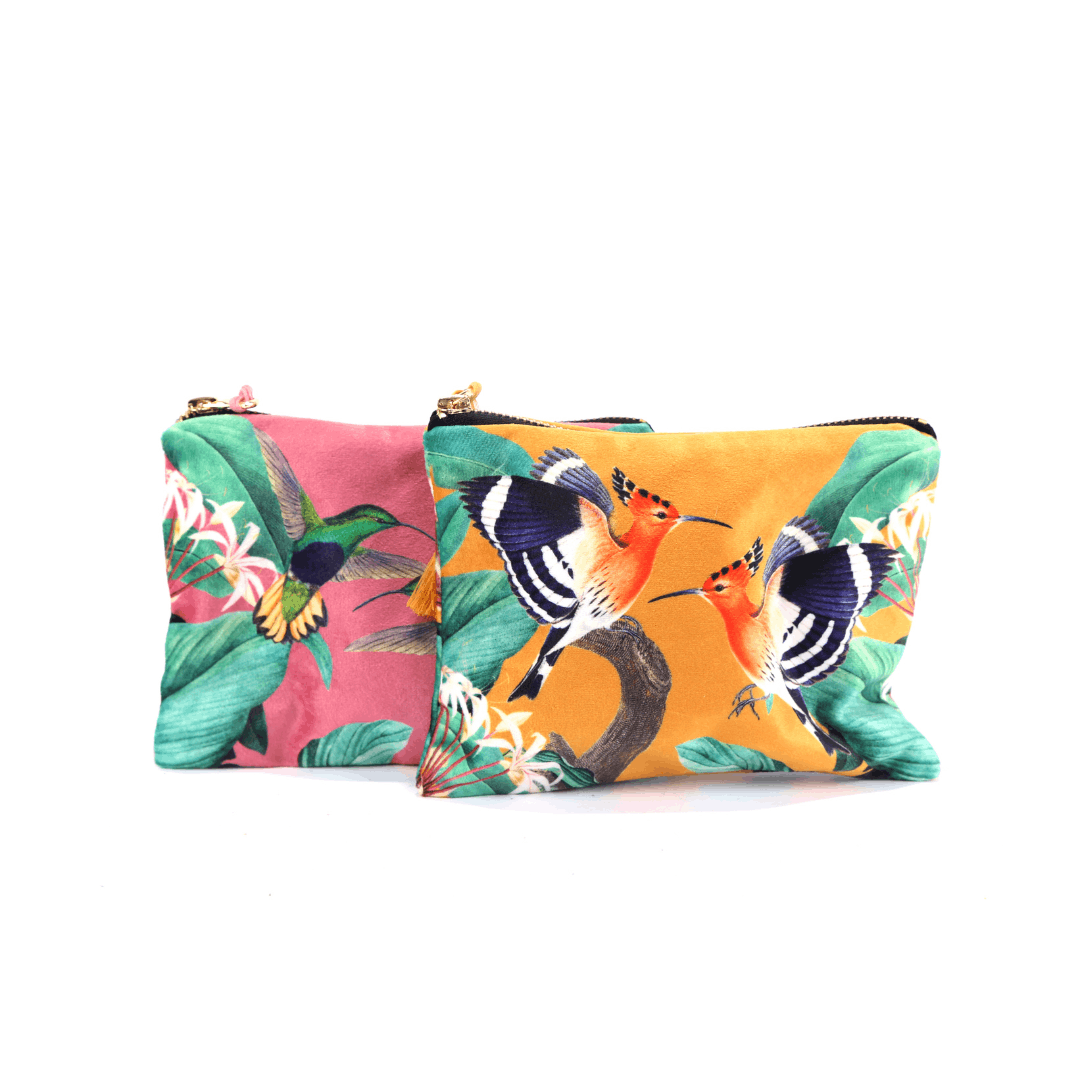 Bird Of Paradise Make Up Bag : Pink or Yellow by Temerity Jones