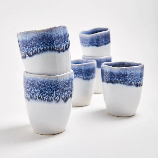 Reactive Blue Glaze Coffee Cups by TUSKcollection