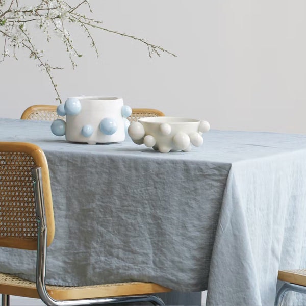 Linen Table Cloth 250x145 Cm Lake Blue by TUSKcollection