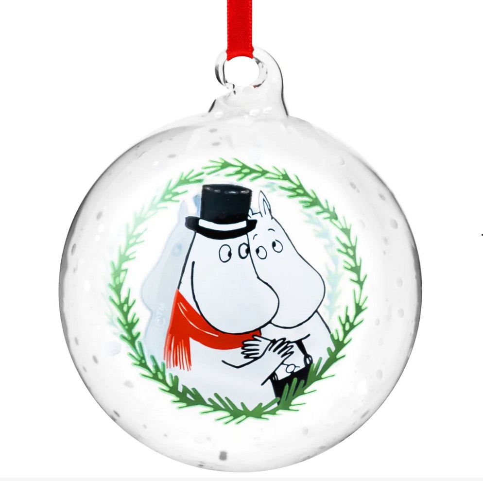 Moomin Pappa & Mamma Christmas Glass Bauble Ø 9 cm by Muurla