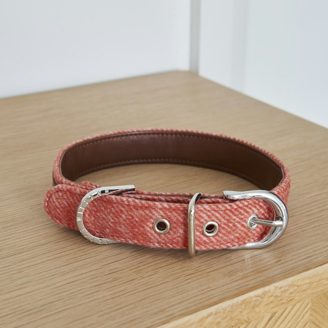 Medium Red Tweed Dog Collar by Sweet William designs
