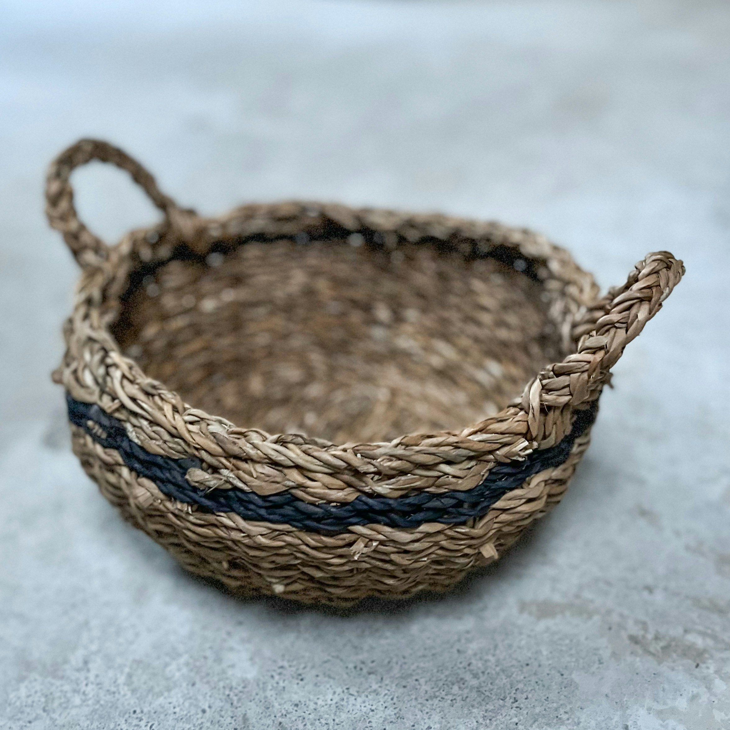 Charcoal Stripe Basket Small by Terrace and Garden