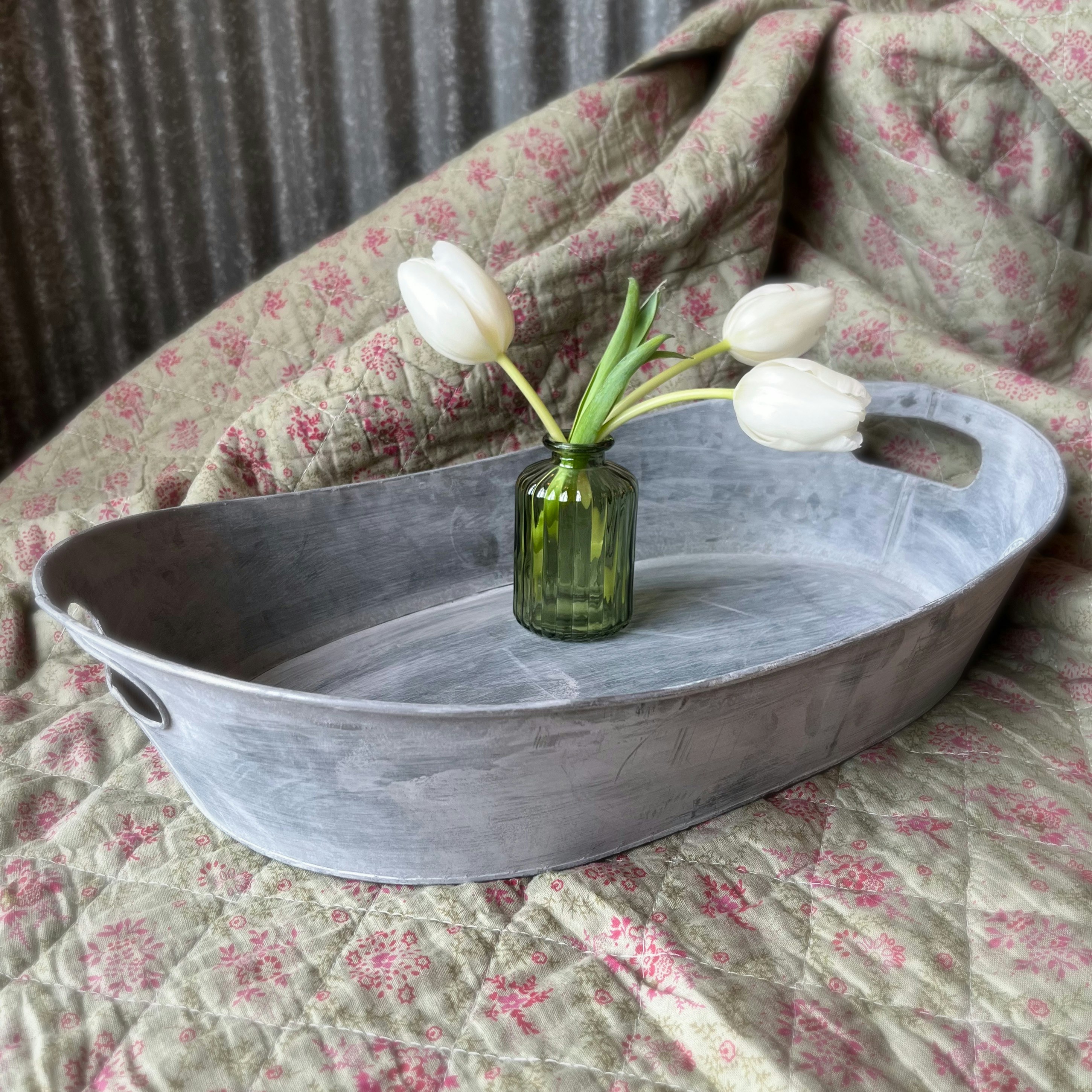 Kew Oval Zinc Tray by Terrace and Garden