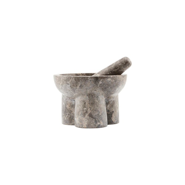 Mortar W. Pestle In Marble - Kulti, Grey/brown by House Doctor