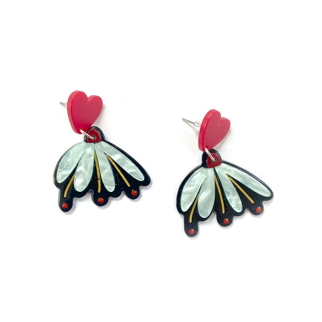 Heart and Flowers Acrylic Earrings by Bassy Loves Betsy