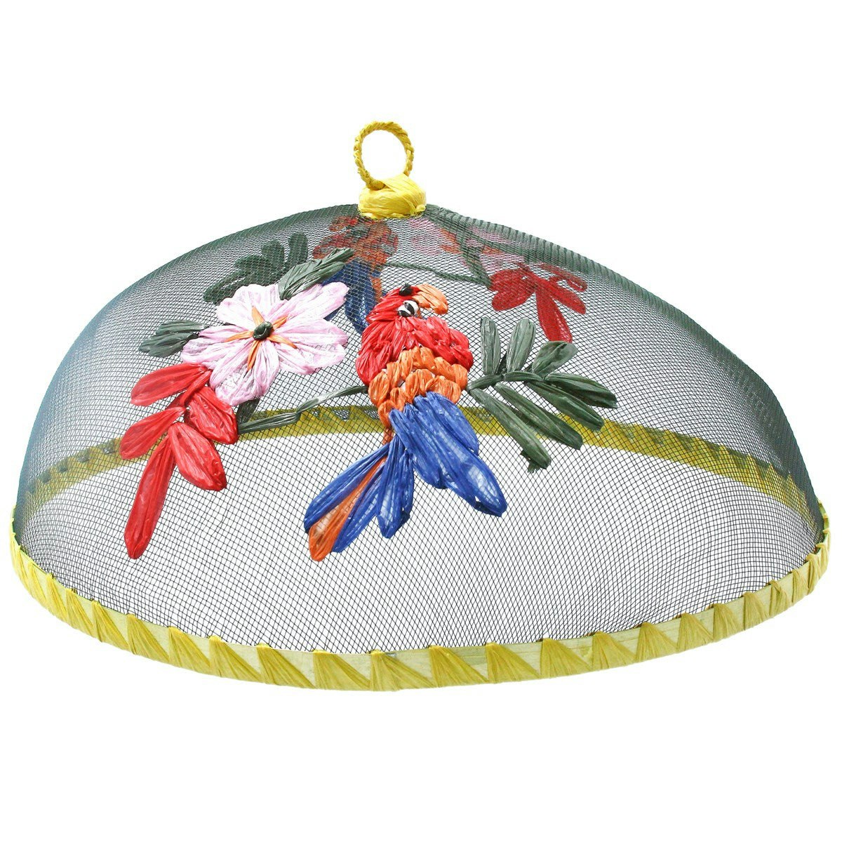 30cm Bird and Flower Raffia Mesh Printed Food Cover by Gisela Graham