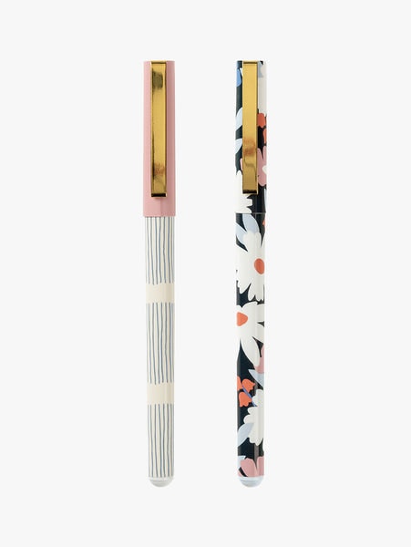 Navy Daisy Black Rollerball Pens by Busy B