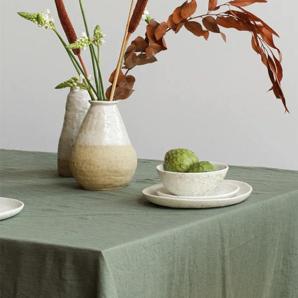 Linen Table Cloth 250x145 Cm Nordic Moss by TUSKcollection