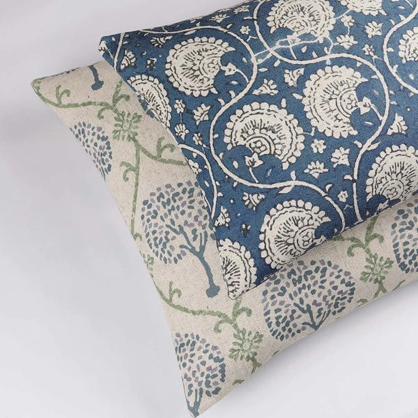 Indigo Block Print Cushion by Distinctly Living