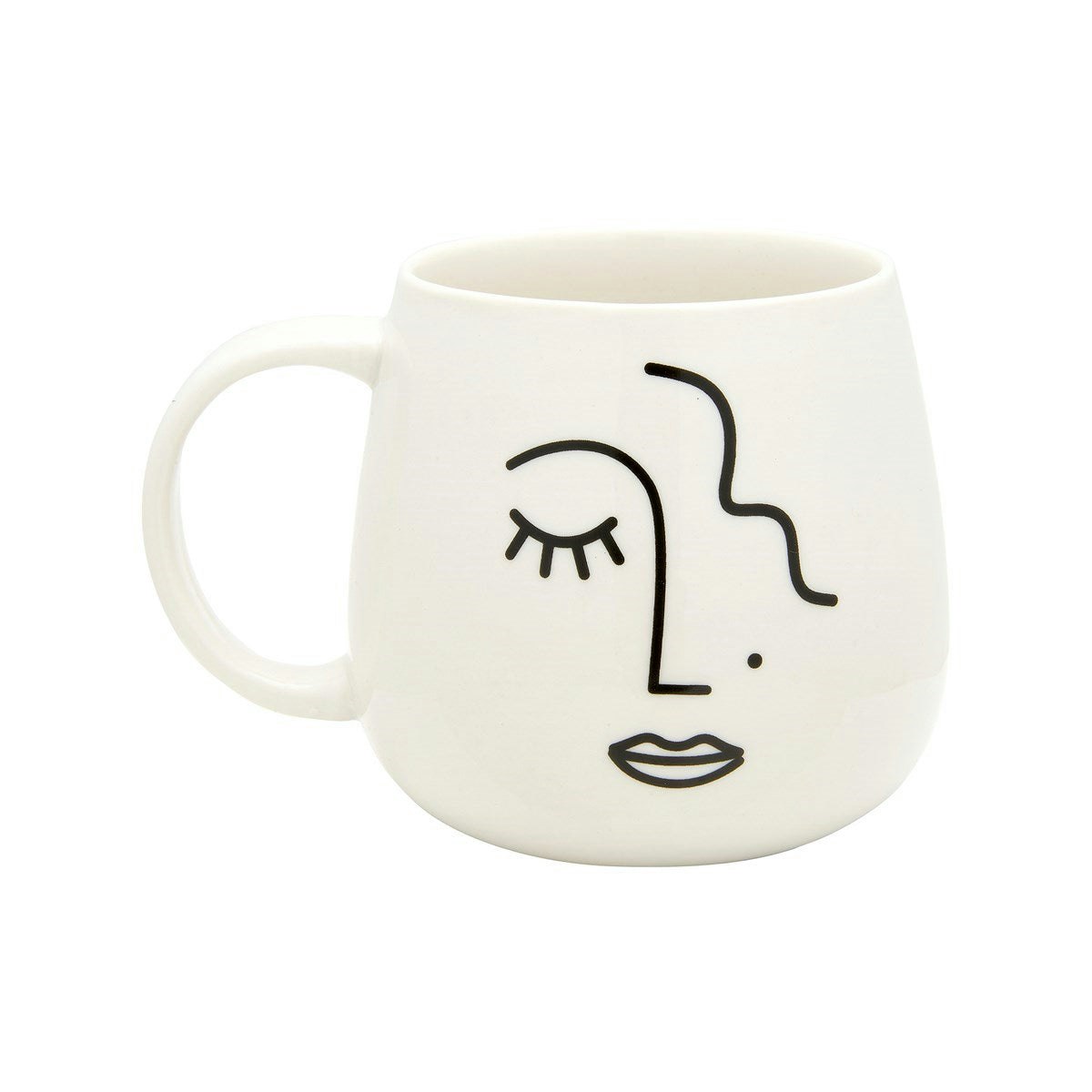 White Abstract Face Printed Mug by Sass & Belle