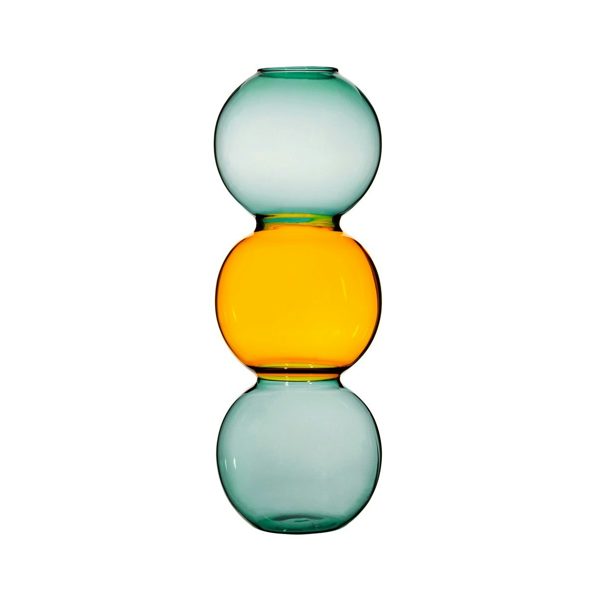 Turquoise and Yellow Triple Bubble Vase by Sass & Belle