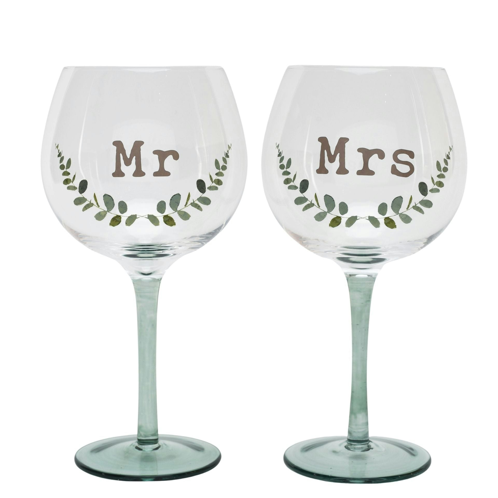Mr and Mrs Gin Glass Set by Cornucopia Worcester