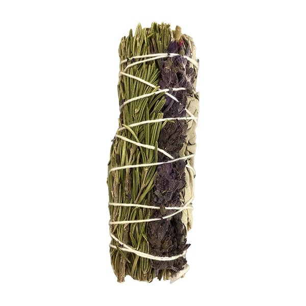 White Sage, Lavender And Rosemary Smudge Stick 4" by Beldi Maison