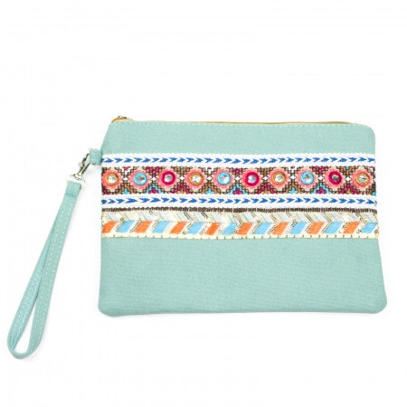 Clutch Make Up Bag in Duck Egg Blue by F & J Collection