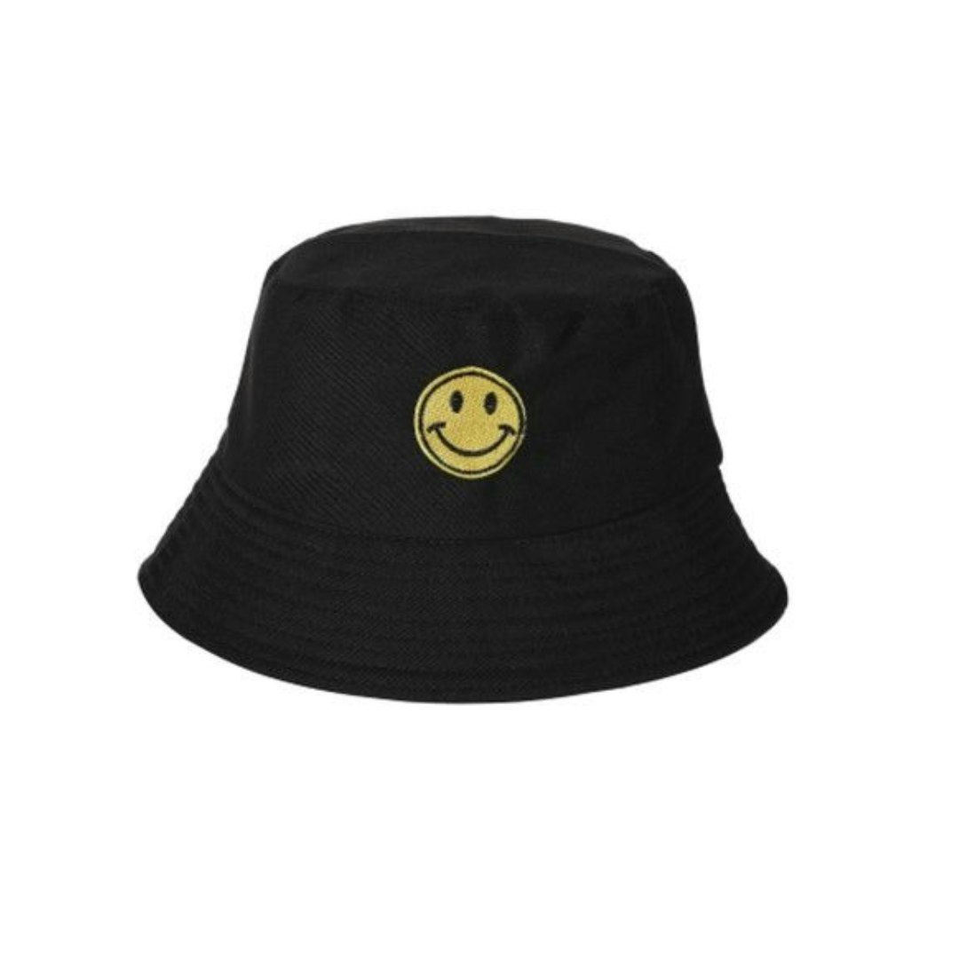 Smiley Face Black Bucket Hat by &Quirky