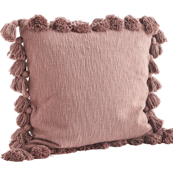 Dusky Pink Large Textured Tassel Cushion by Madam Stoltz