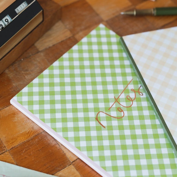 Green Gingham Notebook by Ohh Squirrel