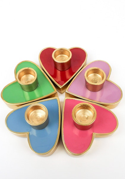 Lilac Enamel Heart Candle Stand by My Doris