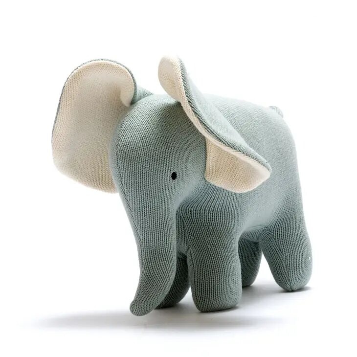 Teal Knitted Elephant Soft Toy by Best Years