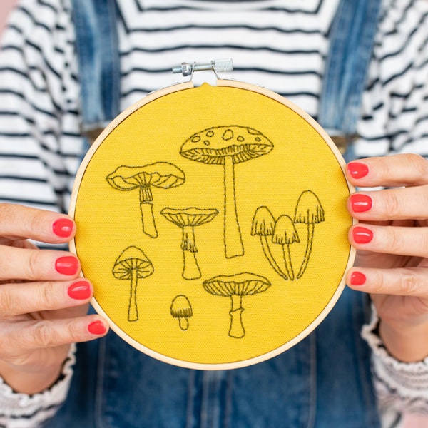 Fungi Medium Embroidery Hoop Kit by Cotton Clara