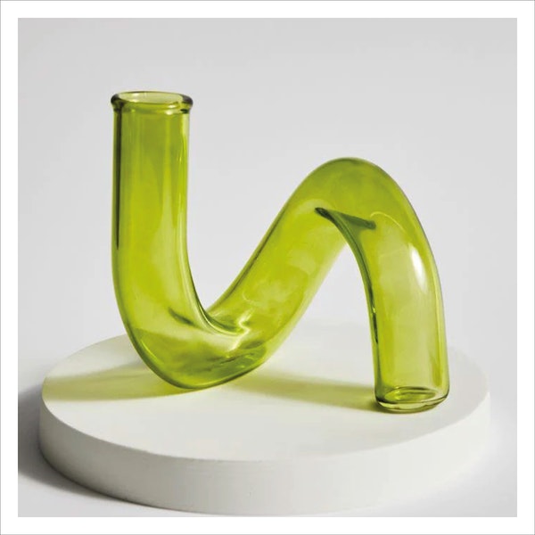 Green In The Loop Glass Vase Candlestick by Intrepid