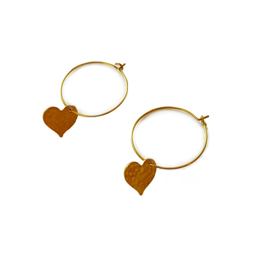 Hammered Heart Hoop Earrings by Bassy Loves Betsy