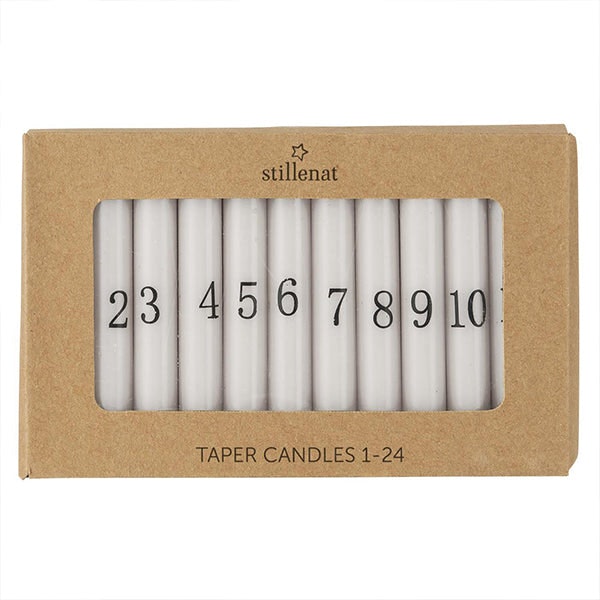 Box Of Taper Candles 1-24 Advent Numbers by TUSKcollection