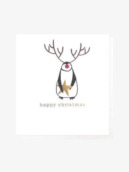 Penguin Reindeer With Star Cards Charity Pack by Caroline Gardner