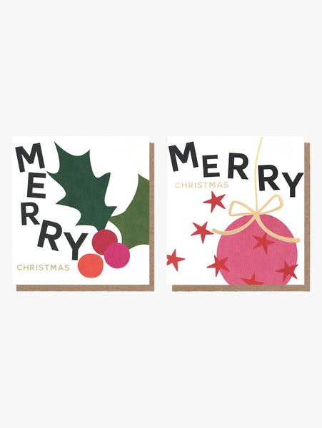 Holly And Star Bauble Charity Pack Of Cards by Caroline Gardner