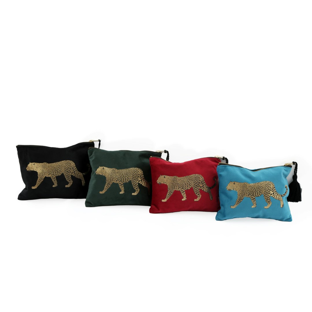 Wild One Leopard Make Up Bag : Pink, Blue, Green or Black by Temerity Jones