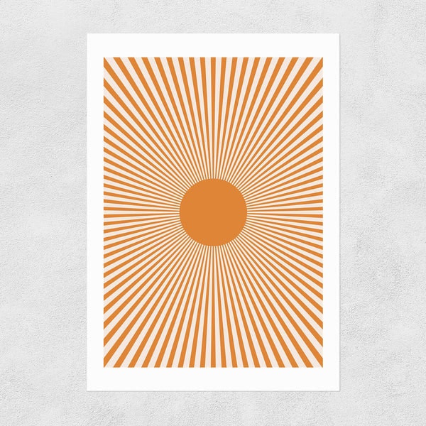 Orange Sun Rays A3 Print by East End Prints