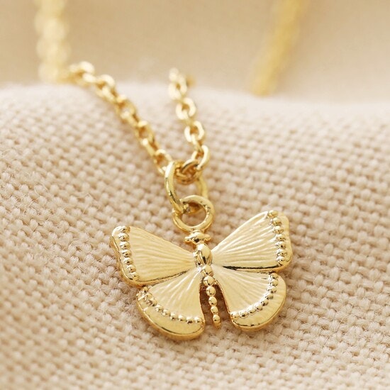 Tiny Butterfly Necklace in Gold by Lisa Angel