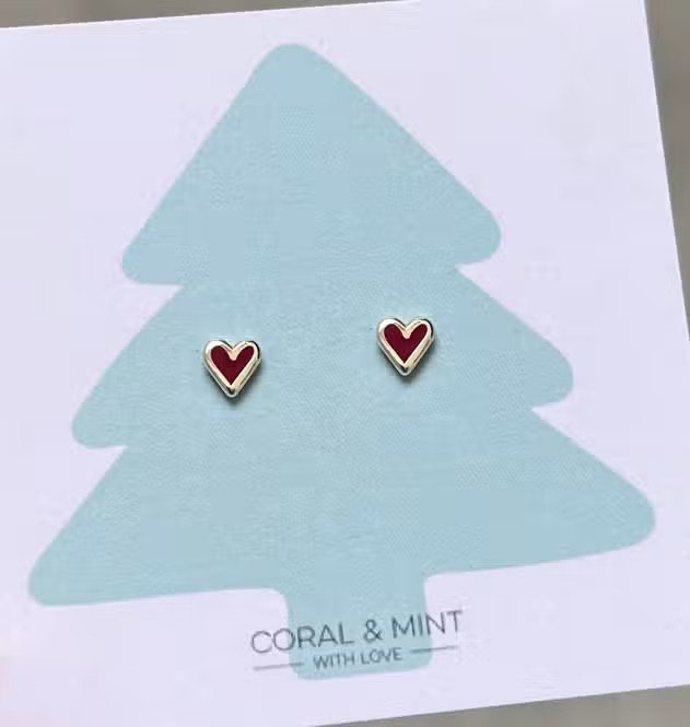 Berry Red Heart Stud Earrings by Coral & Mint