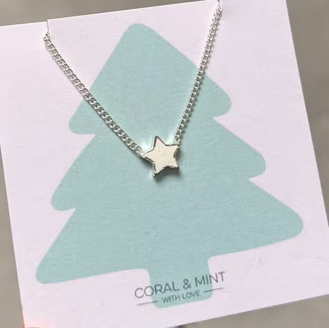 Star Necklace with White Sparkly Enamel by Coral & Mint